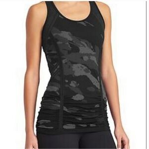 Athleta Tank Top Black Camo Fastest Track Racerback